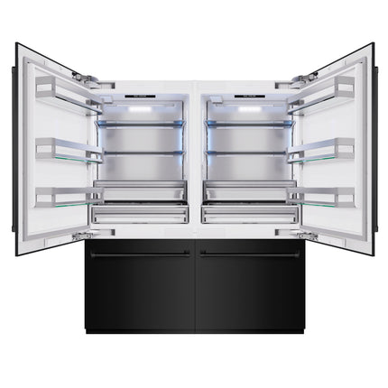 ZLINE 72 in. 39.6 cu. ft. French Door Built-In Bottom Freezer Refrigerator with Water Dispensers and Ice Makers in Black Stainless Steel (RBIT-BS-72)