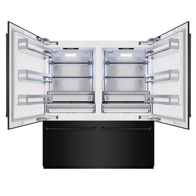 ZLINE 72 in. 39.6 cu. ft. French Door Built-In Bottom Freezer Refrigerator with Water Dispensers and Ice Makers in Black Stainless Steel (RBIT-BS-72)