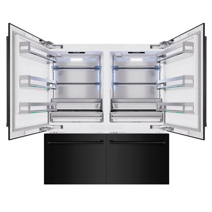 ZLINE 72 in. 39.6 cu. ft. French Door Built-In Bottom Freezer Refrigerator with Water Dispensers and Ice Makers in Black Stainless Steel (RBIT-BS-72)