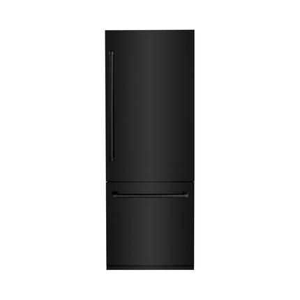 ZLINE 30" 16.1 cu. ft. Built-In 2-Door Bottom Freezer Refrigerator with Internal Water and Ice Dispenser in Black Stainless Steel (RBIV-BS-30)