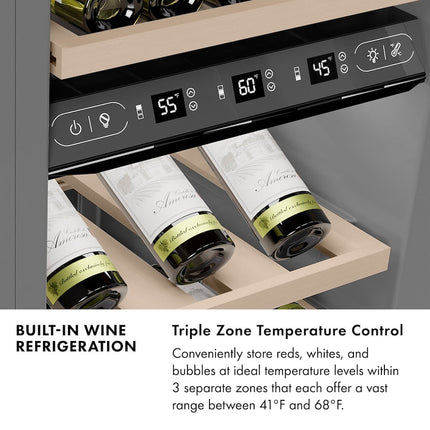 ZLINE 24 in. 12.4 cu. ft. Triple Zone 100 Bottle Column Wine Cooler in Black Stainless Steel (RCWV-BS-24)