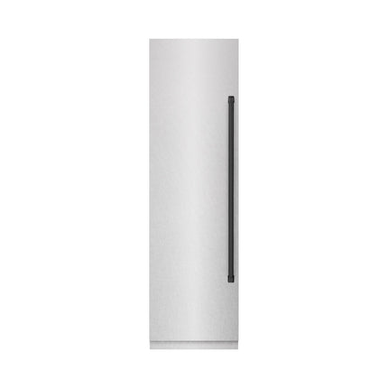 ZLINE Autograph Edition 24 in. 12.4 cu. ft. Column Freezer in Satin Stainless Steel with Graphite Gray Interior and Matte Black Accents (RCFVZ-SN-24-MB)