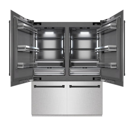 ZLINE Autograph Edition 60 in. 32.2 cu. ft. French Door Built-In Bottom Freezer Refrigerator with Water Dispenser and Ice Maker in Satin Stainless Steel with Graphite Gray Interior and Matte Black Accents (GRBIVZ-SN-60-MB)