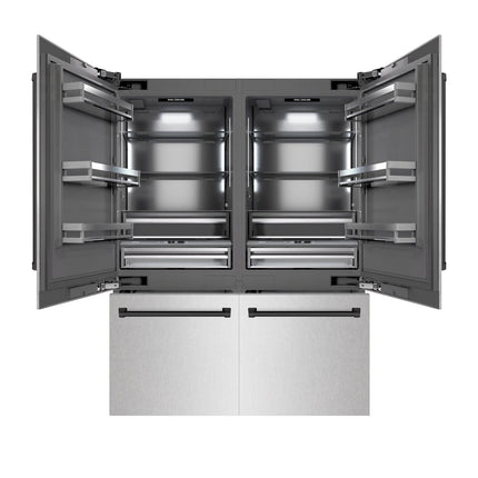 ZLINE Autograph Edition 60 in. 32.2 cu. ft. French Door Built-In Bottom Freezer Refrigerator with Water Dispenser and Ice Maker in Satin Stainless Steel with Graphite Gray Interior and Matte Black Accents (GRBIVZ-SN-60-MB)