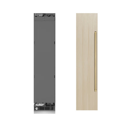 ZLINE Autograph Edition 18 in. 8.6 cu. ft. Panel Ready Left Hinge Column Freezer with Graphite Gray Interior and Champagne Bronze Accents (RBCFVLZ-18-CB)
