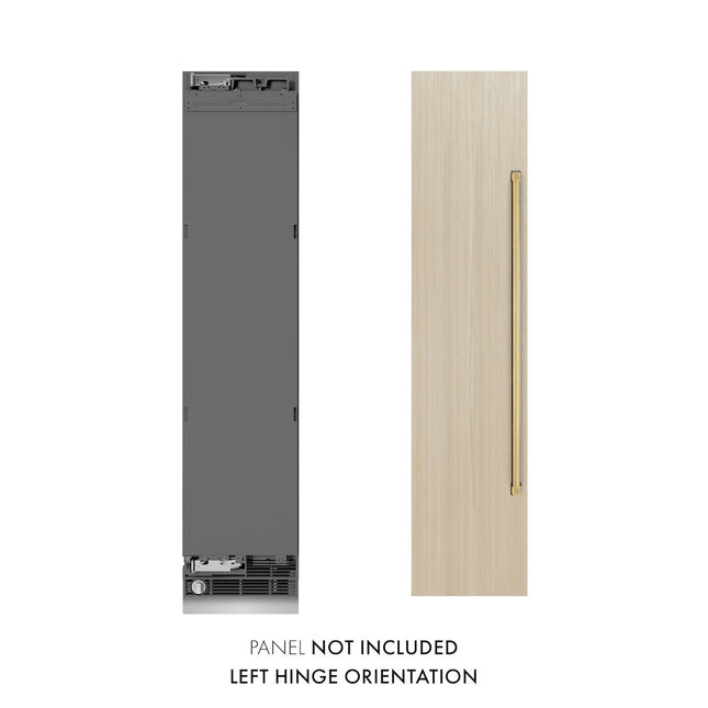 ZLINE Autograph Edition 18 in. 8.6 cu. ft. Panel Ready Left Hinge Column Freezer with Graphite Gray Interior and Polished Gold Accents (RBCFVLZ-18-G)