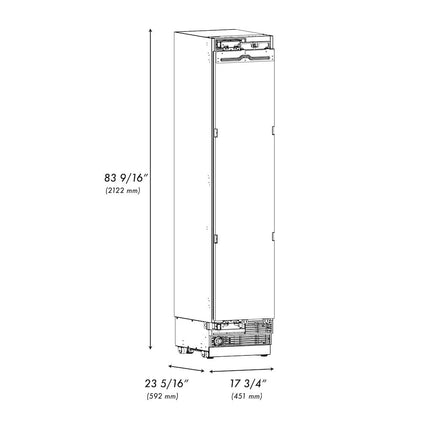 ZLINE Autograph Edition 18 in. 8.6 cu. ft. Panel Ready Left Hinge Column Freezer with Graphite Gray Interior and Matte Black Accents (RBCFVLZ-18-MB)