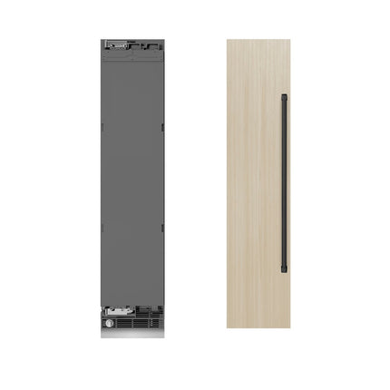 ZLINE Autograph Edition 18 in. 8.6 cu. ft. Panel Ready Left Hinge Column Freezer with Graphite Gray Interior and Matte Black Accents (RBCFVLZ-18-MB)