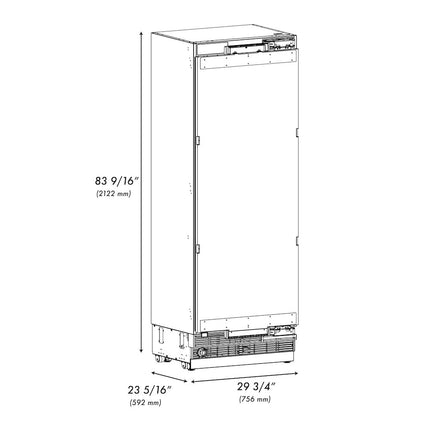 ZLINE Autograph Edition 30 in. 16.7 cu. ft. Panel Ready Column Refrigerator with Graphite Gray Interior and Matte Black Accents (RBCRVZ-30-MB)