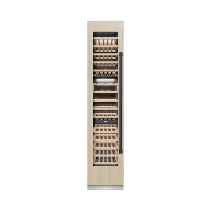 ZLINE Autograph Edition 18 in. 9.0 cu. ft. Triple Zone 68 Bottle Panel Ready Left Hinge Column Wine Cooler with Matte Black Accents (RBCWVLZ-18-MB)