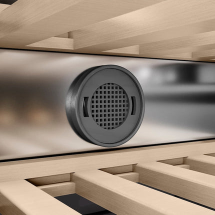 ZLINE Autograph Edition 18 in. 9.0 cu. ft. Triple Zone 68 Bottle Panel Ready Right Hinge Column Wine Cooler with Champagne Bronze Accents (RBCWVRZ-18-CB)