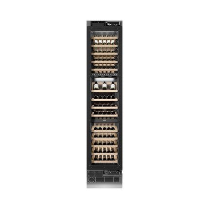 ZLINE Autograph Edition 18 in. 9.0 cu. ft. Triple Zone 68 Bottle Panel Ready Right Hinge Column Wine Cooler with Champagne Bronze Accents (RBCWVRZ-18-CB)