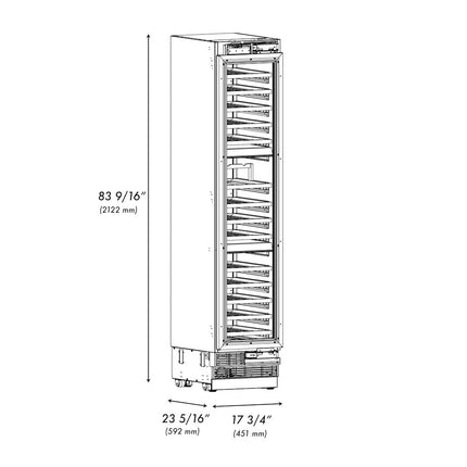 ZLINE Autograph Edition 18 in. 9.0 cu. ft. Triple Zone 68 Bottle Panel Ready Right Hinge Column Wine Cooler with Polished Gold Accents (RBCWVRZ-18-G)