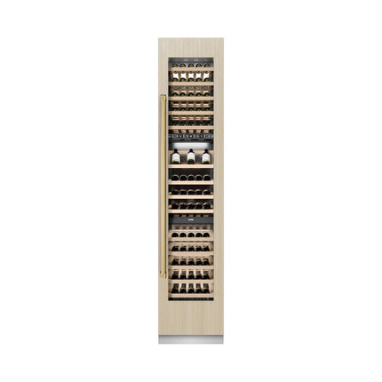 ZLINE Autograph Edition 18 in. 9.0 cu. ft. Triple Zone 68 Bottle Panel Ready Right Hinge Column Wine Cooler with Polished Gold Accents (RBCWVRZ-18-G)