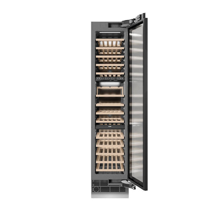 ZLINE Autograph Edition 18 in. 9.0 cu. ft. Triple Zone 68 Bottle Panel Ready Right Hinge Column Wine Cooler with Polished Gold Accents (RBCWVRZ-18-G)