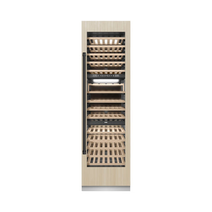 ZLINE Autograph Edition 24 in. 12.4 cu. ft. Triple Zone 100 Bottle Panel Ready Column Wine Cooler with Matte Black Accents (RBCWVZ-24-MB)
