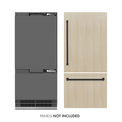 ZLINE Autograph Edition 36 in. 19.8 cu. ft. Panel Ready Built-In Bottom Freezer Refrigerator with Water Dispenser and Ice Maker with Graphite Gray Interior and Matte Black Accents (GRBITZ-36-MB)