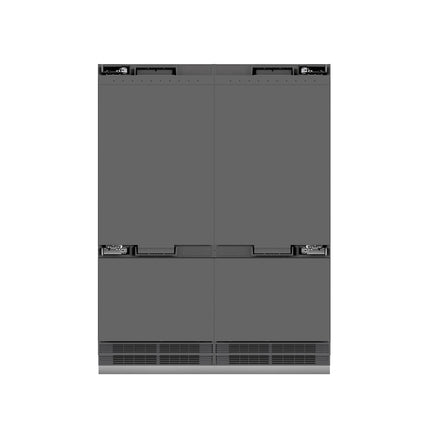 ZLINE 60 in. 32.2 cu. ft. Panel Ready French Door Built-In Bottom Freezer Refrigerator with Water Dispensers and Ice Makers with Graphite Gray Interior (GRBIV-60)