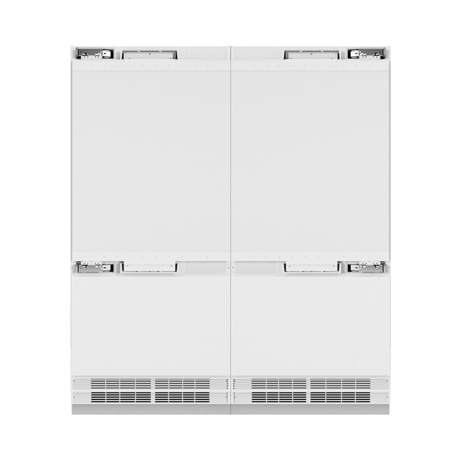 ZLINE Autograph Edition 72 in. 39.6 cu. ft. Panel Ready French Door Built-In Bottom Freezer Refrigerator with Water Dispensers and Ice Makers and Champagne Bronze Accents (RBITZ-72-CB)