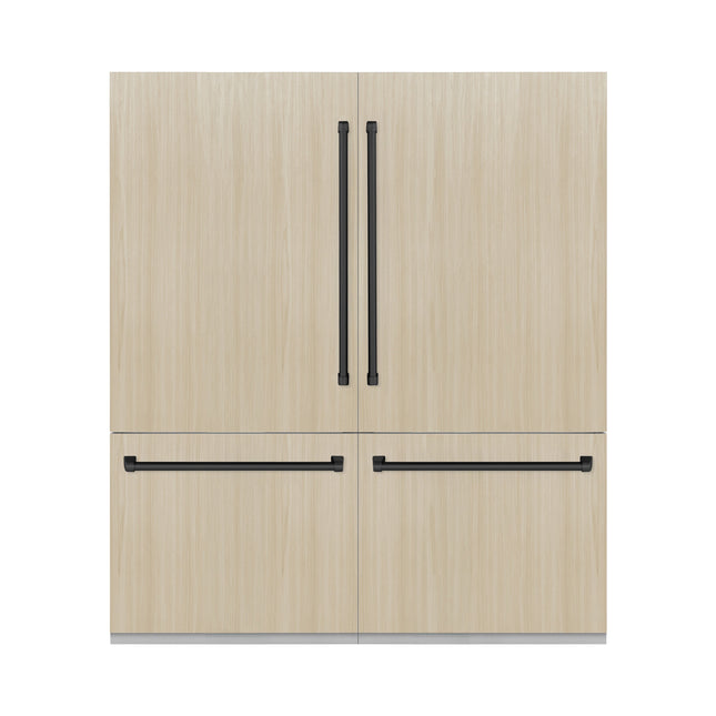 ZLINE Autograph Edition 72 in. 39.6 cu. ft. Panel Ready French Door Built-In Bottom Freezer Refrigerator with Water Dispensers and Ice Makers and Matte Black Accents (RBITZ-72-MB)