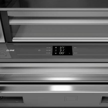 ZLINE Autograph Edition 36 in. 19.6 cu. ft. Panel Ready French Door Built-In Bottom Freezer Refrigerator with Water Dispenser and Ice Maker with Stainless Steel Interior and Polished Gold Accents (SRBIVZ-36-G)
