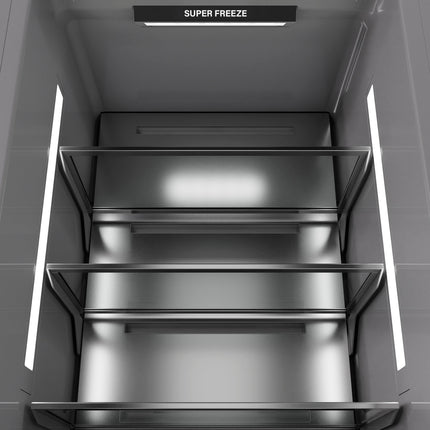 ZLINE Autograph Edition 18 in. 8.6 cu. ft. Right Hinge Column Freezer in Satin Stainless Steel with Graphite Gray Interior and Champagne Bronze Accents (RCFVRZ-SN-18-CB)