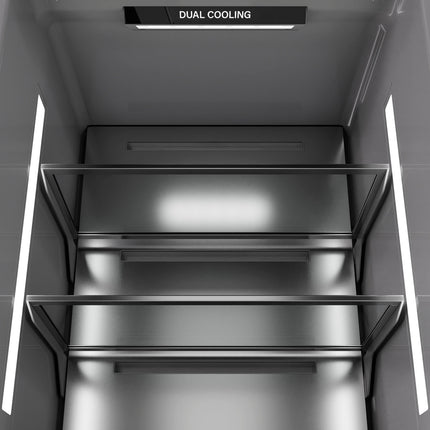 ZLINE Autograph Edition 30 in. 16.7 cu. ft. Column Refrigerator in Satin Stainless Steel with Graphite Gray Interior and Polished Gold Accents (RCRVZ-SN-30-G)