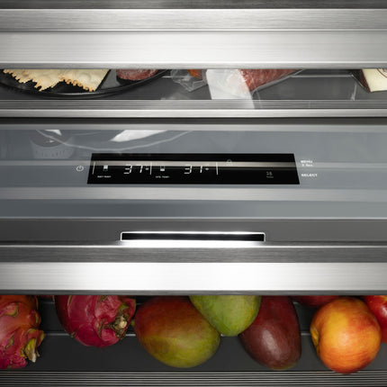 ZLINE Autograph Edition 30 in. 16.7 cu. ft. Column Refrigerator in Satin Stainless Steel with Graphite Gray Interior and Matte Black Accents (RCRVZ-SN-30-MB)