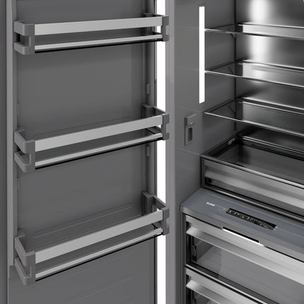 ZLINE Autograph Edition 30 in. 16.7 cu. ft. Column Refrigerator in Satin Stainless Steel with Graphite Gray Interior and Matte Black Accents (RCRVZ-SN-30-MB)