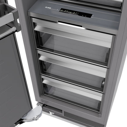ZLINE Autograph Edition 30 in. 16.7 cu. ft. Column Refrigerator in Satin Stainless Steel with Graphite Gray Interior and Matte Black Accents (RCRVZ-SN-30-MB)