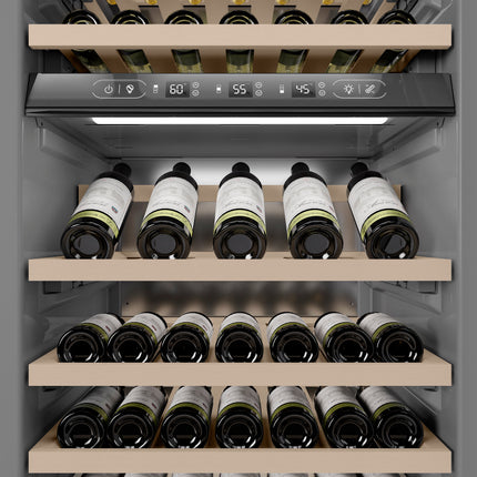 ZLINE 24 in. 12.4 cu. ft. Triple Zone 100 Bottle Column Wine Cooler in Satin Stainless Steel (RCWV-SN-24)