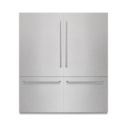 ZLINE 72 in. 39.6 cu. ft. French Door Built-In Bottom Freezer Refrigerator with Water Dispensers and Ice Makers in Satin Stainless Steel (RBIT-SN-72)