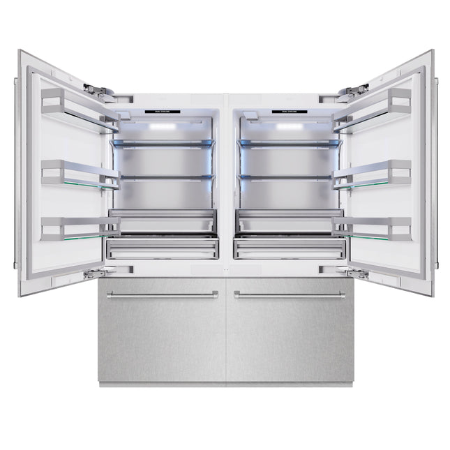 ZLINE 72 in. 39.6 cu. ft. French Door Built-In Bottom Freezer Refrigerator with Water Dispensers and Ice Makers in Satin Stainless Steel (RBIT-SN-72)