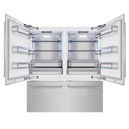 ZLINE 72 in. 39.6 cu. ft. French Door Built-In Bottom Freezer Refrigerator with Water Dispensers and Ice Makers in Satin Stainless Steel (RBIT-SN-72)