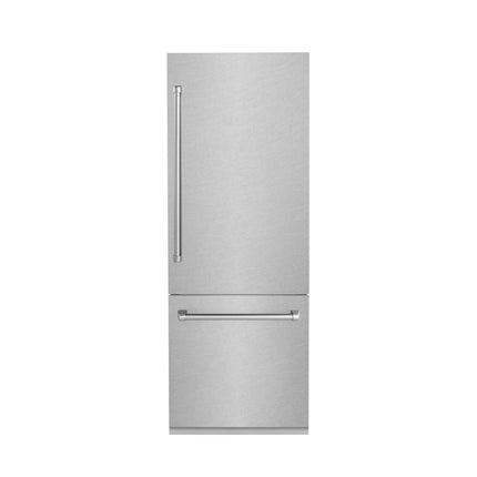 ZLINE 30 in. 16.1 cu. ft. Built-In Bottom Freezer Refrigerator with Water Dispenser and Ice Maker in Satin Stainless Steel (RBIV-SN-30)
