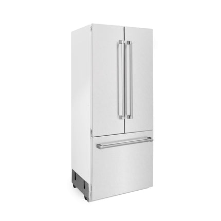 ZLINE 36 in. 19.6 cu. ft. French Door Built-In Bottom Freezer Refrigerator with Water Dispenser and Ice Maker in Satin Stainless Steel (RBIV-SN-36)
