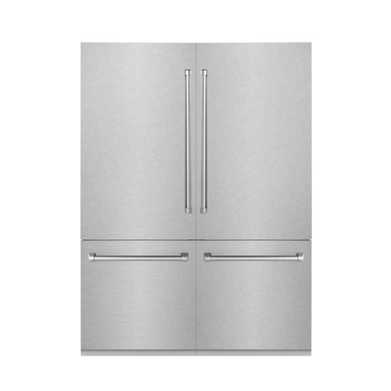 ZLINE 60 in. 32.2 cu. ft. French Door Built-In Bottom Freezer Refrigerator with Water Dispensers and Ice Makers in Satin Stainless Steel (RBIV-SN-60)