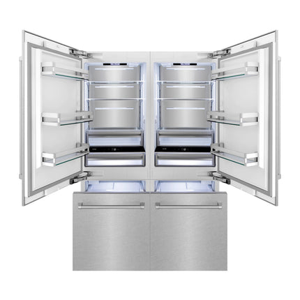 ZLINE 60 in. 32.2 cu. ft. French Door Built-In Bottom Freezer Refrigerator with Water Dispensers and Ice Makers in Satin Stainless Steel (RBIV-SN-60)