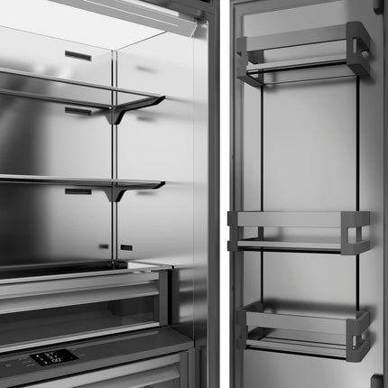 ZLINE 36 in. 19.6 cu. ft. French Door Built-In Bottom Freezer Refrigerator with Water Dispenser and Ice Maker in Satin Stainless Steel with Stainless Steel Interior (SRBIV-SN-36)