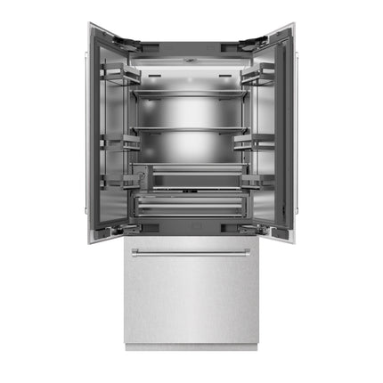 ZLINE 36 in. 19.6 cu. ft. French Door Built-In Bottom Freezer Refrigerator with Water Dispenser and Ice Maker in Satin Stainless Steel with Stainless Steel Interior (SRBIV-SN-36)