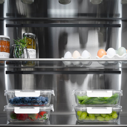 ZLINE Autograph Edition 36 in. 19.6 cu. ft. French Door Built-In Bottom Freezer Refrigerator with Water Dispenser and Ice Maker in White Matte with Stainless Steel Interior and Polished Gold Accents (SRBIVZ-WM-36-G)