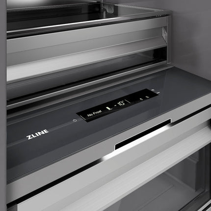 ZLINE Autograph Edition 24 in. 12.4 cu. ft. Column Freezer in Stainless Steel with Graphite Gray Interior and Matte Black Accents (RCFVZ-304-24-MB)