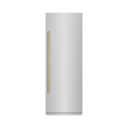 ZLINE Autograph Edition 30 in. 16.7 cu. ft. Column Refrigerator in Stainless Steel with Graphite Gray Interior and Champagne Bronze Accents (RCRVZ-30430-CB)