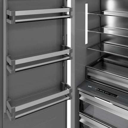 ZLINE Autograph Edition 30 in. 16.7 cu. ft. Column Refrigerator in Stainless Steel with Graphite Gray Interior and Polished Gold Accents (RCRVZ-30430-G)