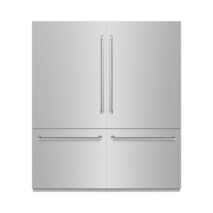 ZLINE 72 in. 39.6 cu. ft. French Door Built-In Bottom Freezer Refrigerator with Water Dispensers and Ice Makers in Stainless Steel (RBIT-304-72)