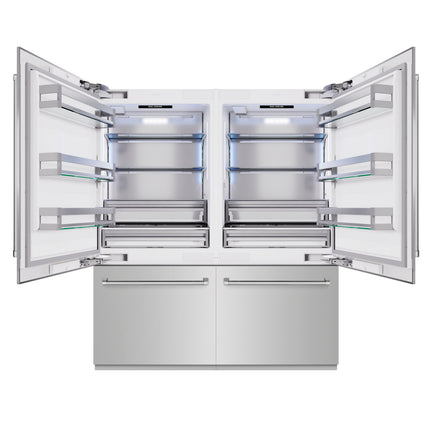 ZLINE 72 in. 39.6 cu. ft. French Door Built-In Bottom Freezer Refrigerator with Water Dispensers and Ice Makers in Stainless Steel (RBIT-304-72)