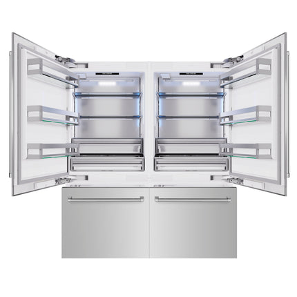 ZLINE 72 in. 39.6 cu. ft. French Door Built-In Bottom Freezer Refrigerator with Water Dispensers and Ice Makers in Stainless Steel (RBIT-304-72)