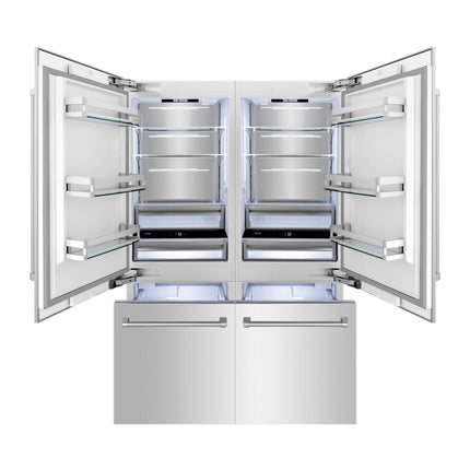ZLINE 60 in. 32.2 cu. ft. French Door Built-In Bottom Freezer Refrigerator with Water Dispensers and Ice Makers in Stainless Steel (RBIV-304-60)