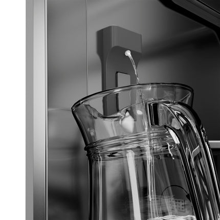 ZLINE Autograph Edition 36 in. 19.6 cu. ft. French Door Built-In Bottom Freezer Refrigerator with Water Dispenser and Ice Maker in Stainless Steel with Stainless Steel Interior and Champagne Bronze Helix Handles (SRBIVZ-30436KCB)