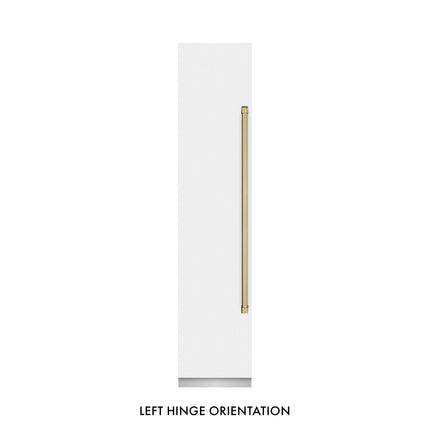 ZLINE Autograph Edition 18 in. 8.6 cu. ft. Left Hinge Column Freezer in White Matte with Graphite Gray Interior and Champagne Bronze Accents (RCFVLZ-WM-18-CB)